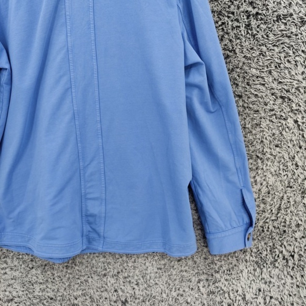 J. Jill Women Coastal Utility Cozy Button Down Shirt Jacket L Tall Blue Shacket - Picture 15 of 16